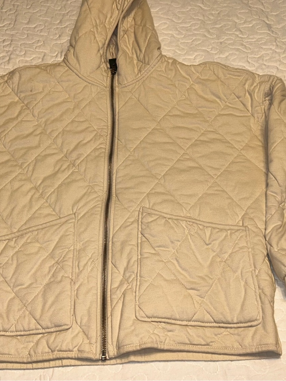 Quilted Full Zip Jacket Wild Fable Sz M Pockets Hood Cotton Blend